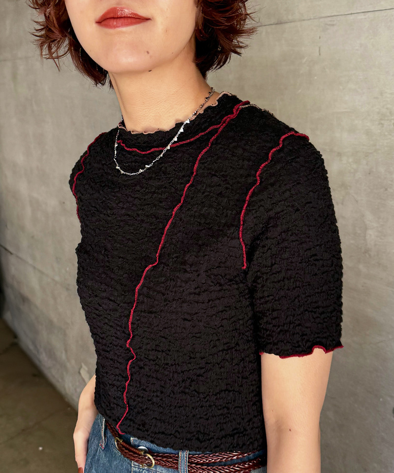 前後2WAY配色メロートップス 詳細画像 ブラック 8