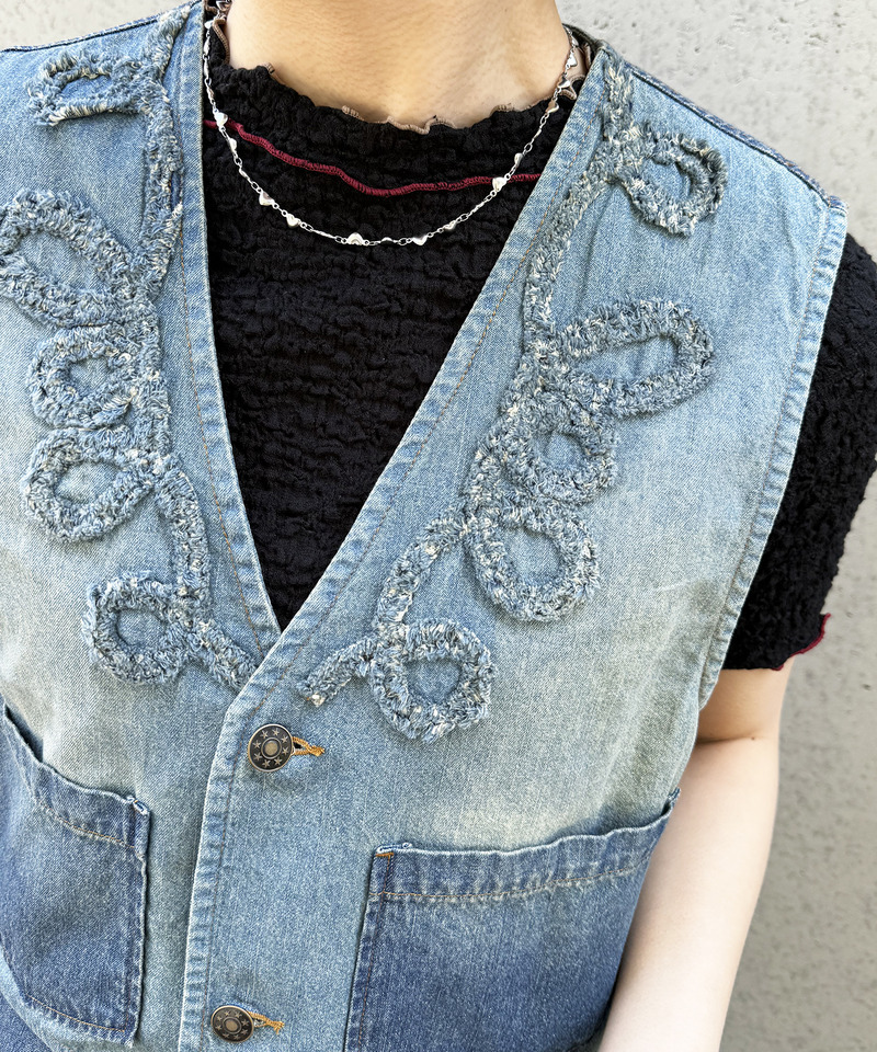 うねうねフリンジデニムベスト 詳細画像 デニムブルー 4
