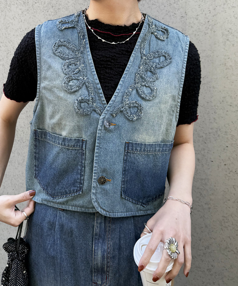 うねうねフリンジデニムベスト 詳細画像 デニムブルー 5