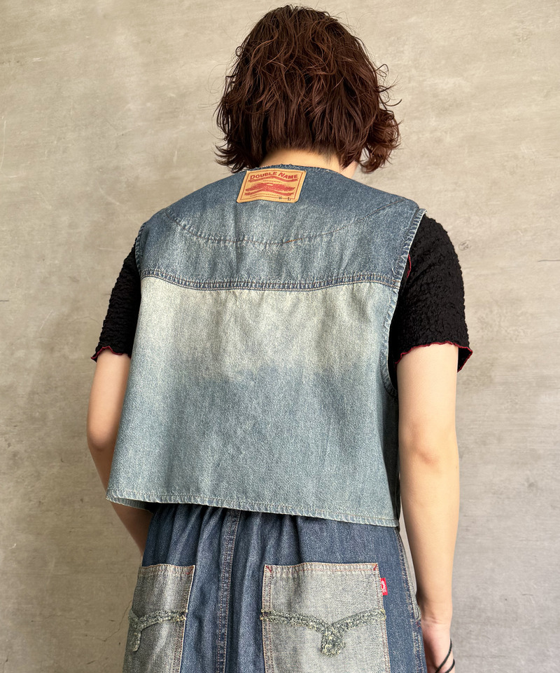 うねうねフリンジデニムベスト 詳細画像 デニムブルー 8