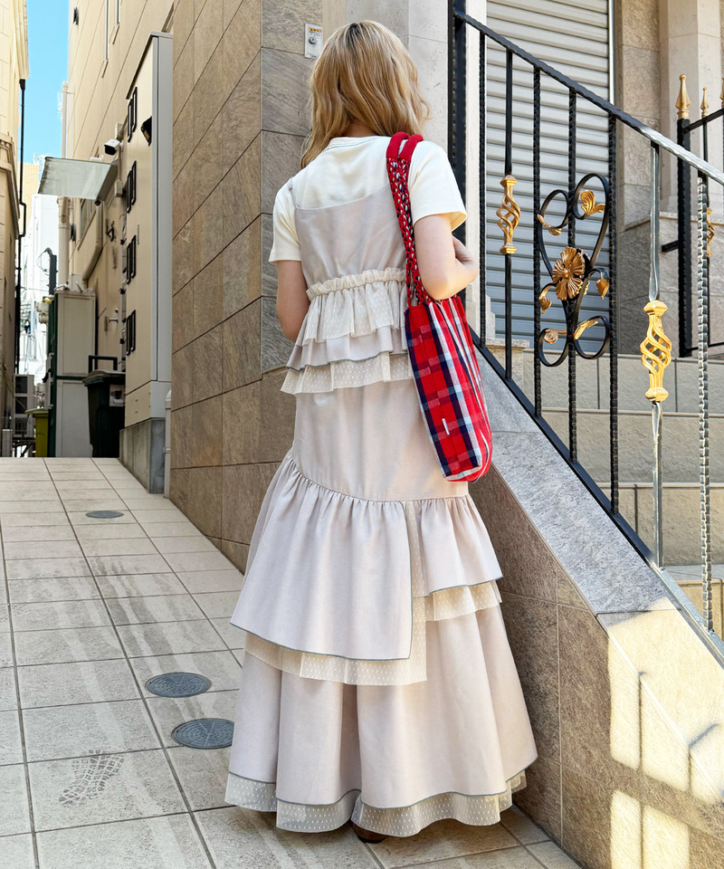 ドットチュール ティアードスカート 詳細画像 ベージュ 11