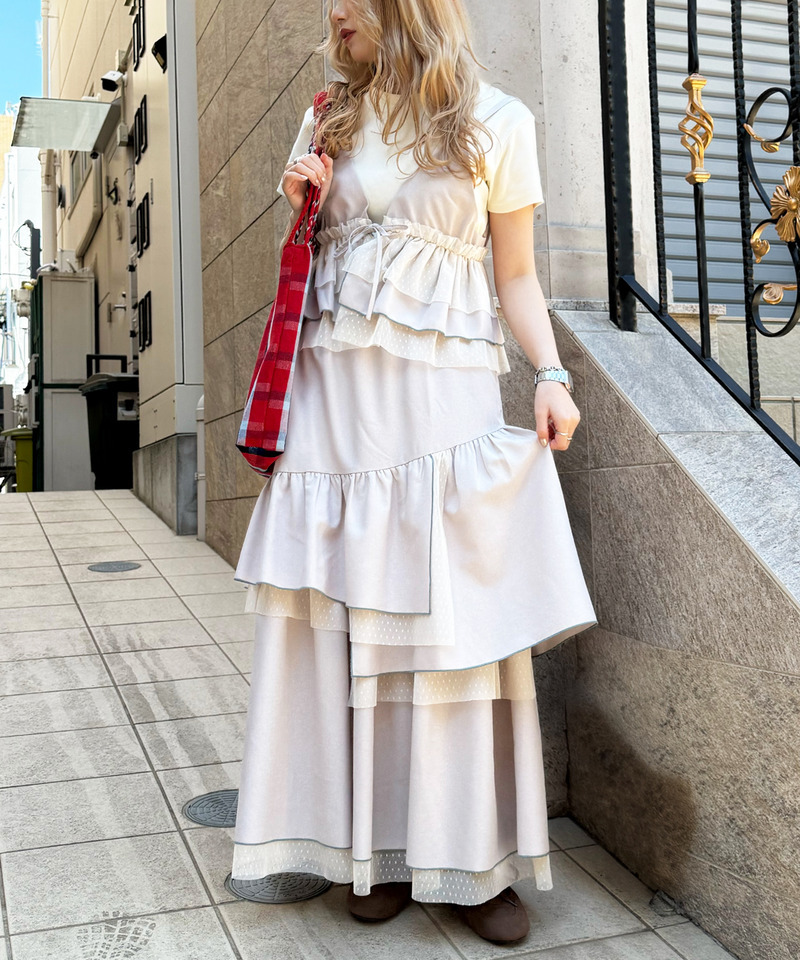ドットチュール ティアードスカート 詳細画像 ベージュ 7