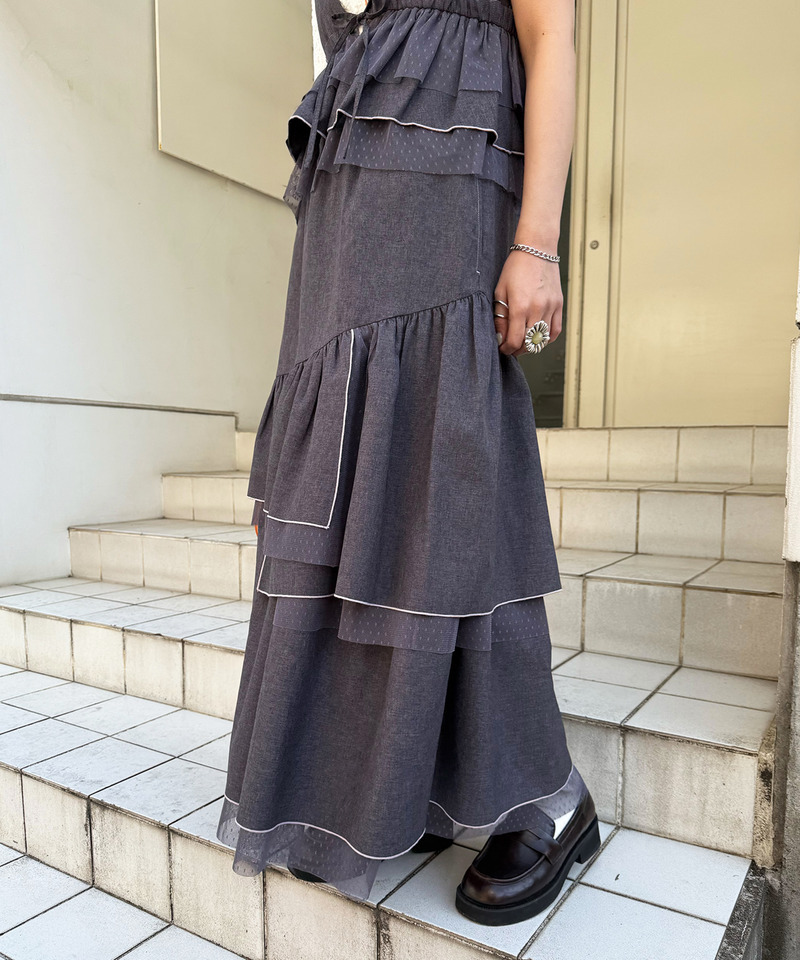 ドットチュール ティアードスカート 詳細画像 グレー 3