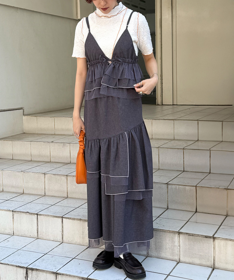 ドットチュール ティアードスカート 詳細画像 グレー 9