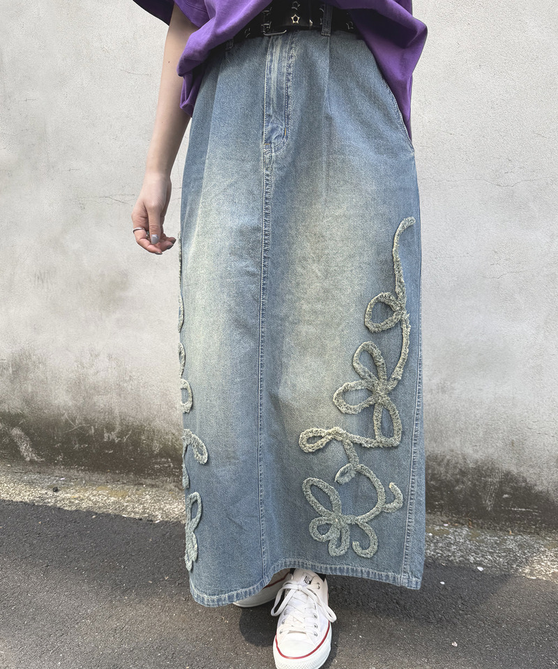 うねうねフリンジデニムスカート 詳細画像 デニムブルー 2