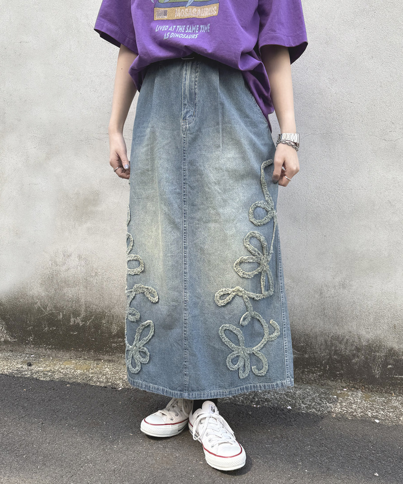 うねうねフリンジデニムスカート 詳細画像 デニムブルー 5