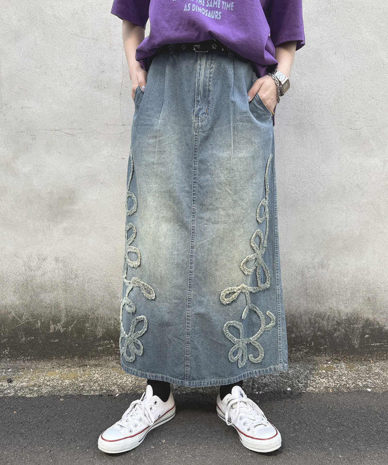 うねうねフリンジデニムスカート 詳細画像 デニムブルー 6