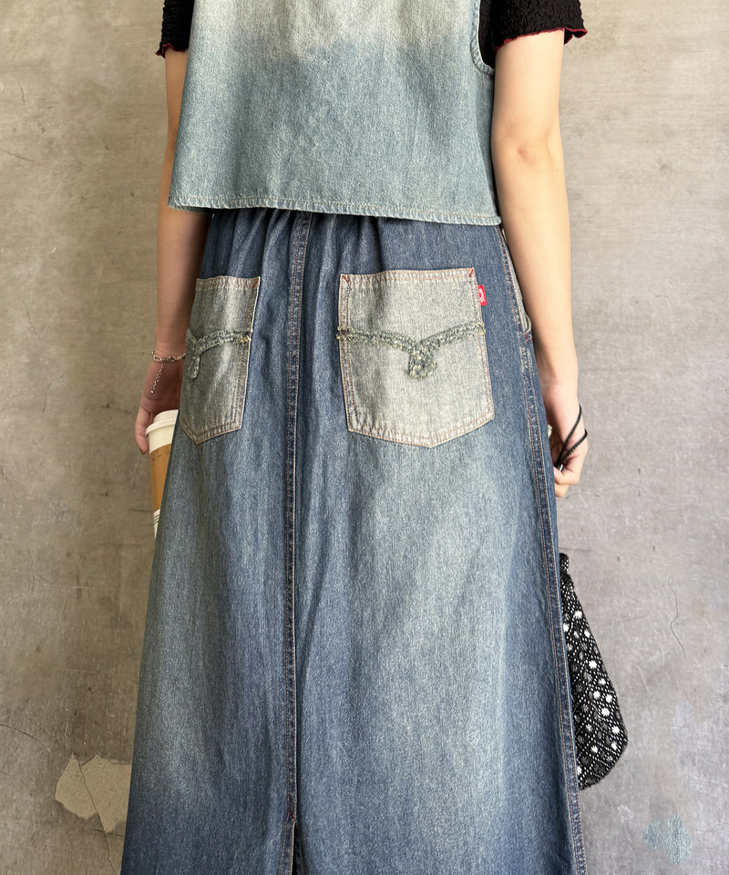うねうねフリンジデニムスカート 詳細画像 インディゴ 7
