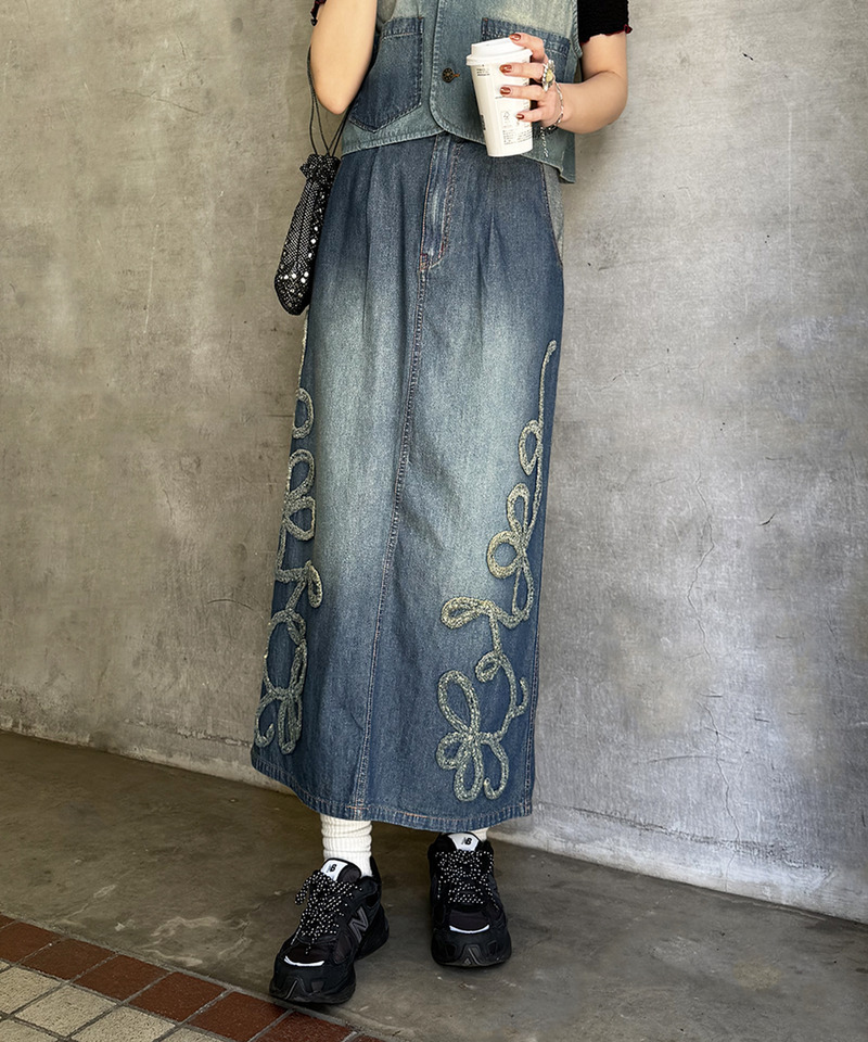 うねうねフリンジデニムスカート 詳細画像 インディゴ 8