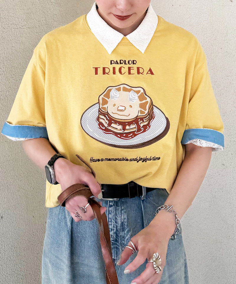 PARLOR刺しゅうTEE（パンケーキ） 詳細画像 イエロー 29