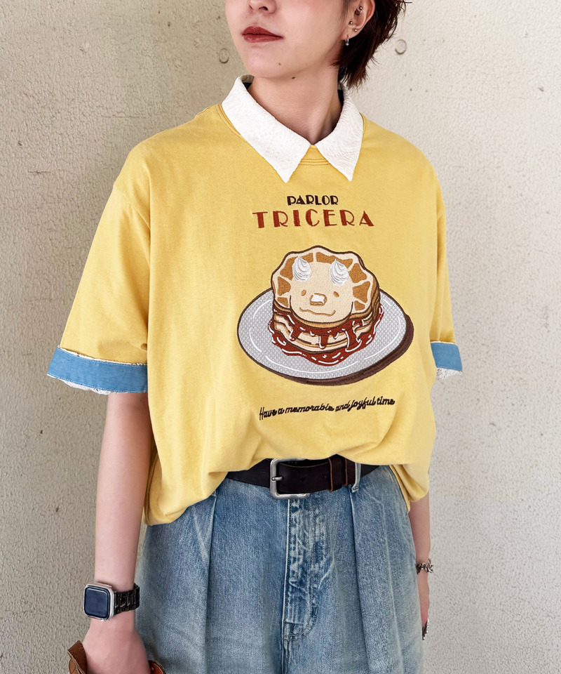 PARLOR刺しゅうTEE（パンケーキ） 詳細画像 イエロー 30