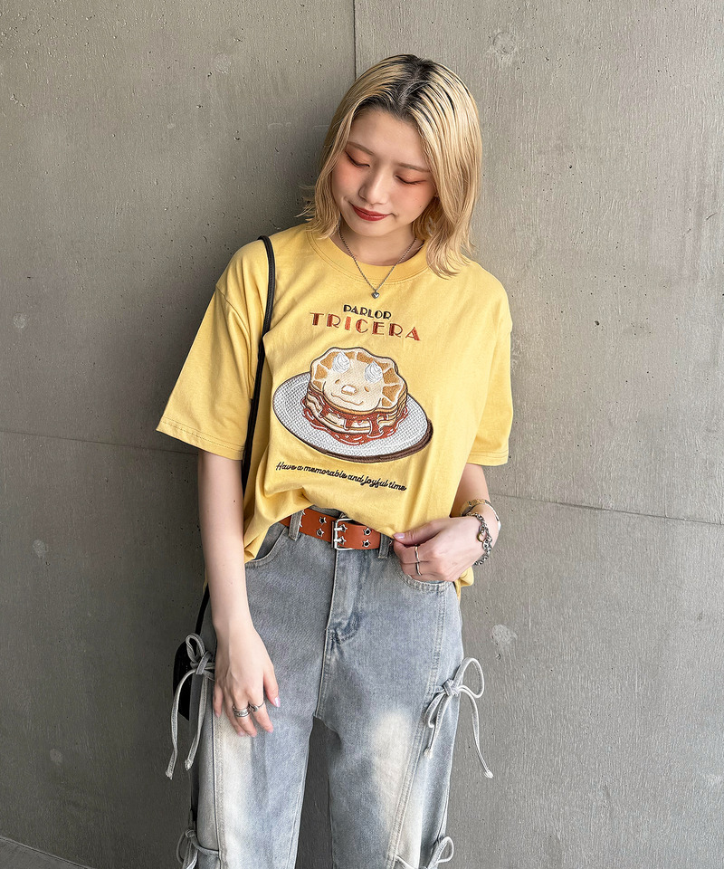 PARLOR刺しゅうTEE（パンケーキ） 詳細画像 イエロー 8