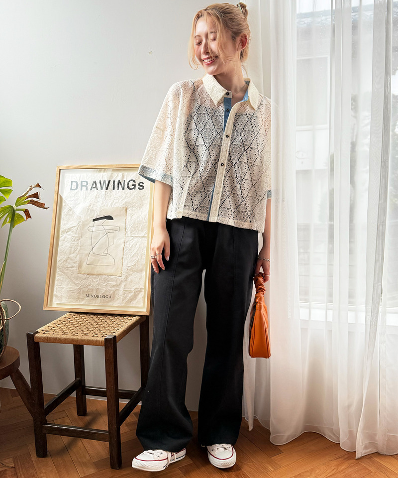 五分袖レースシャツ 詳細画像 オフホワイト 5