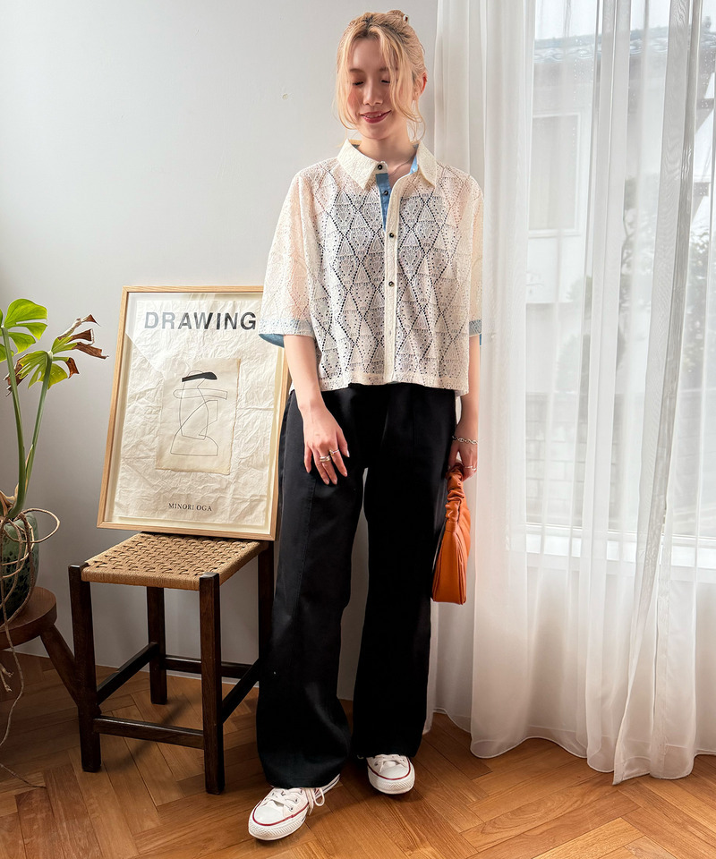 五分袖レースシャツ 詳細画像 オフホワイト 7