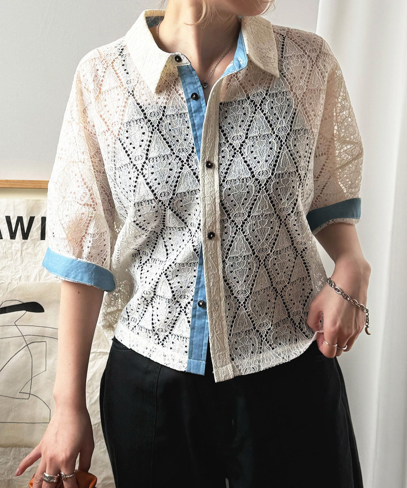 五分袖レースシャツ 詳細画像 オフホワイト 9