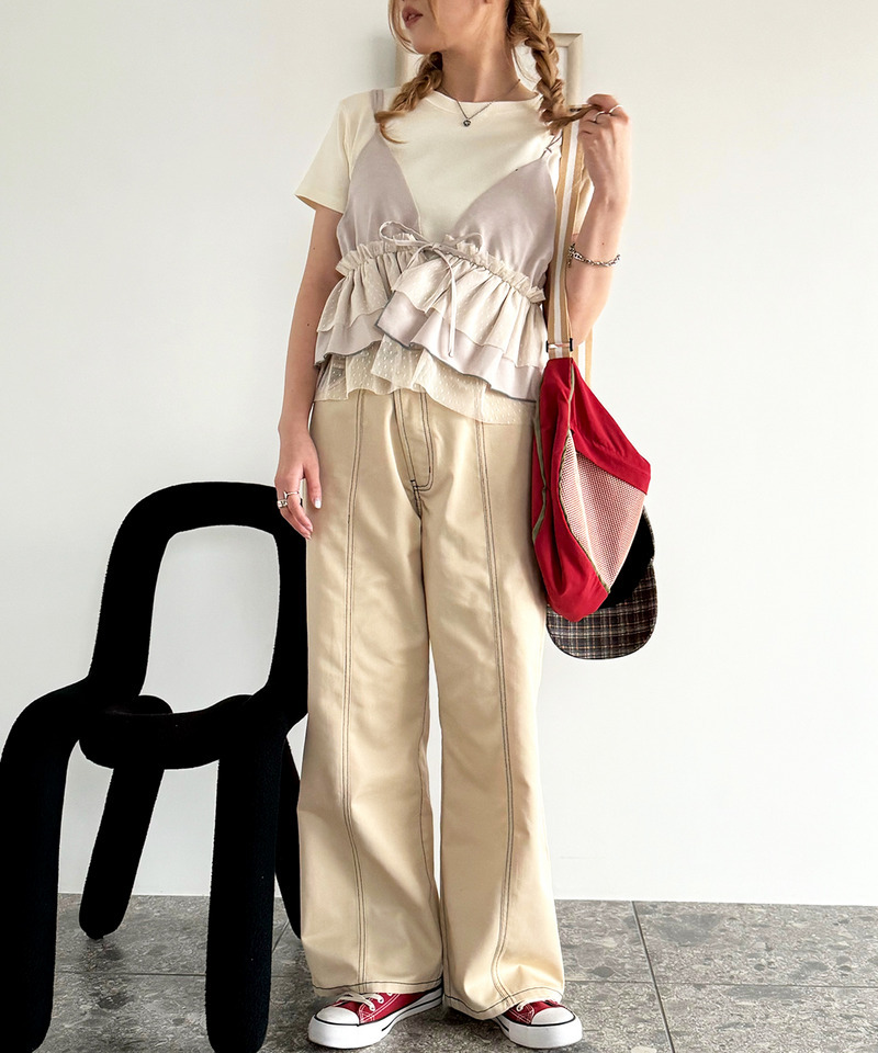 前後2WAY ドットチュールティアードキャミ 詳細画像 ベージュ 5