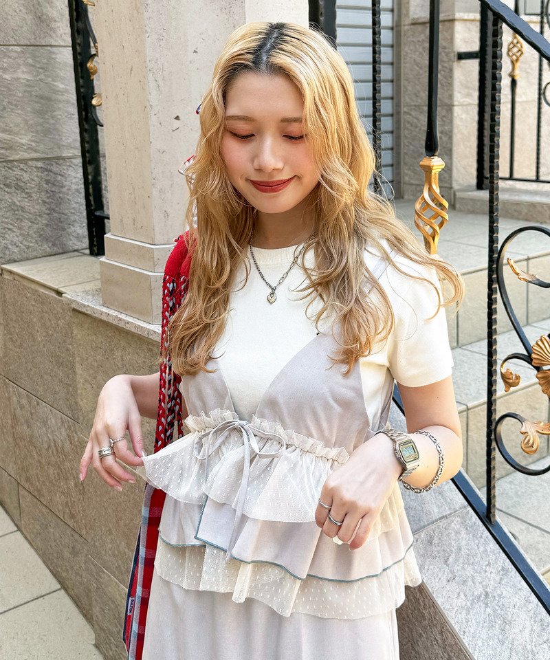 前後2WAY ドットチュールティアードキャミ 詳細画像 ベージュ 6