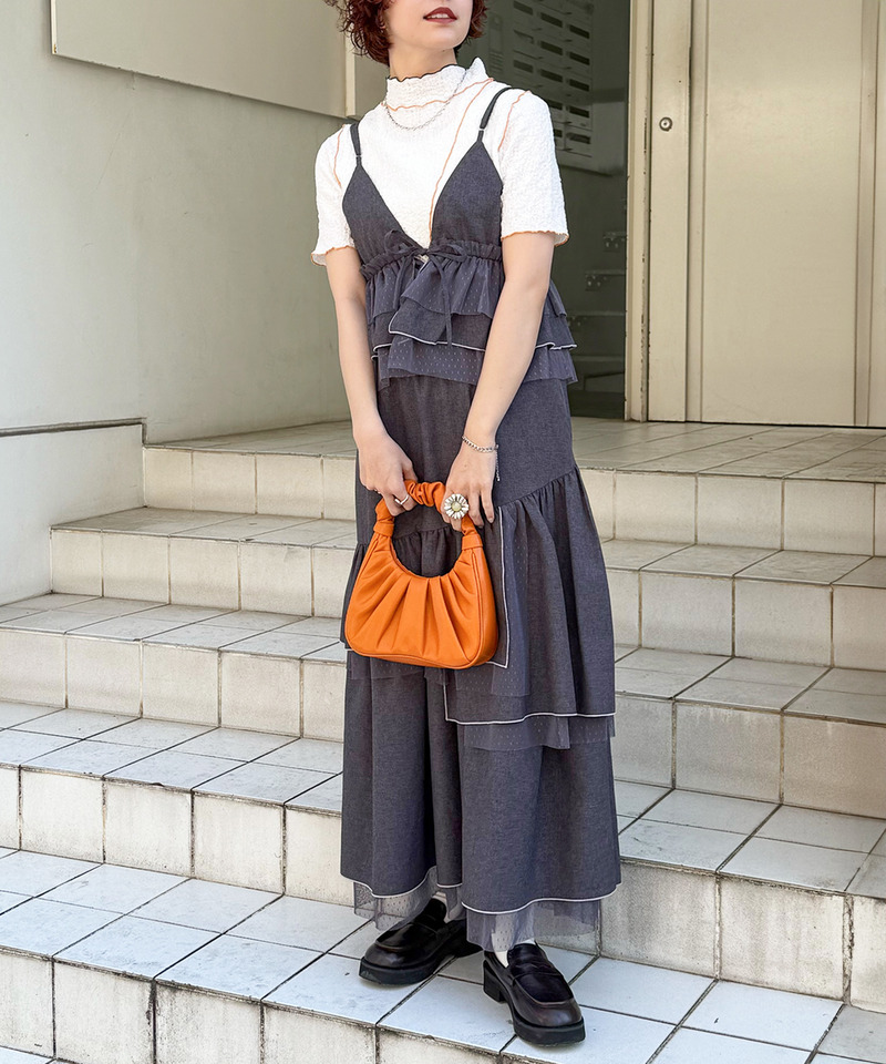 前後2WAY ドットチュールティアードキャミ 詳細画像 グレー 11