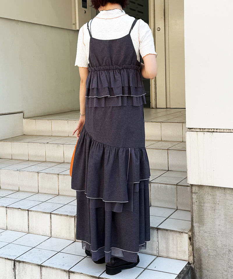 前後2WAY ドットチュールティアードキャミ 詳細画像 グレー 13