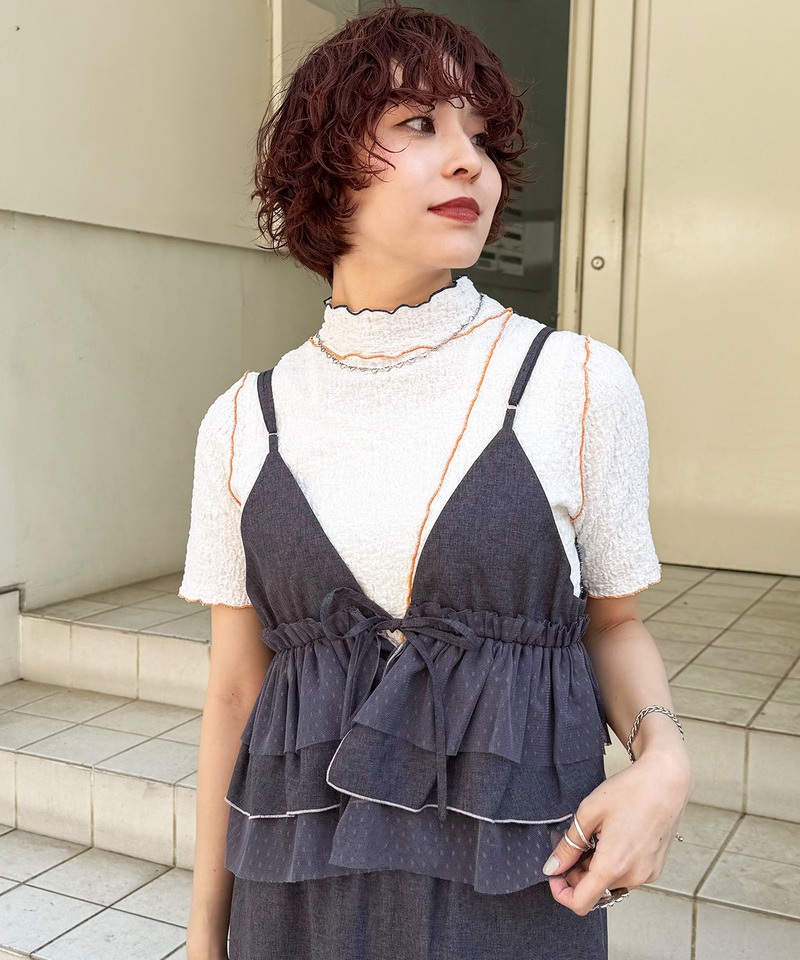 前後2WAY ドットチュールティアードキャミ 詳細画像 グレー 3