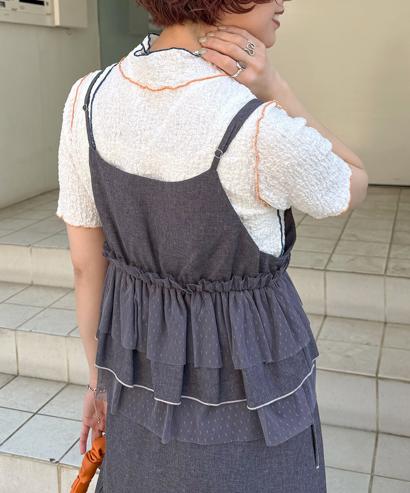 前後2WAY ドットチュールティアードキャミ 詳細画像 グレー 6