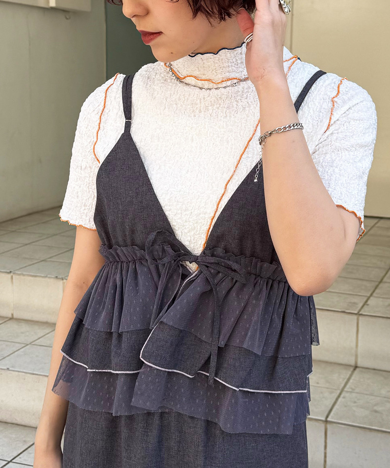 前後2WAY ドットチュールティアードキャミ 詳細画像 グレー 7