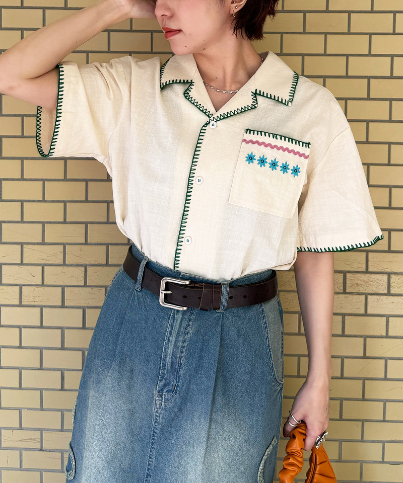 CRAFT刺しゅう開襟シャツ 詳細画像 オフホワイト 10