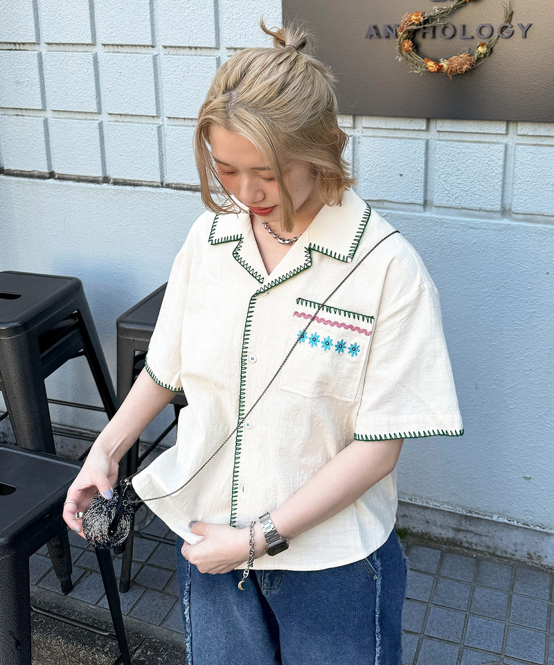 CRAFT刺しゅう開襟シャツ 詳細画像 オフホワイト 12