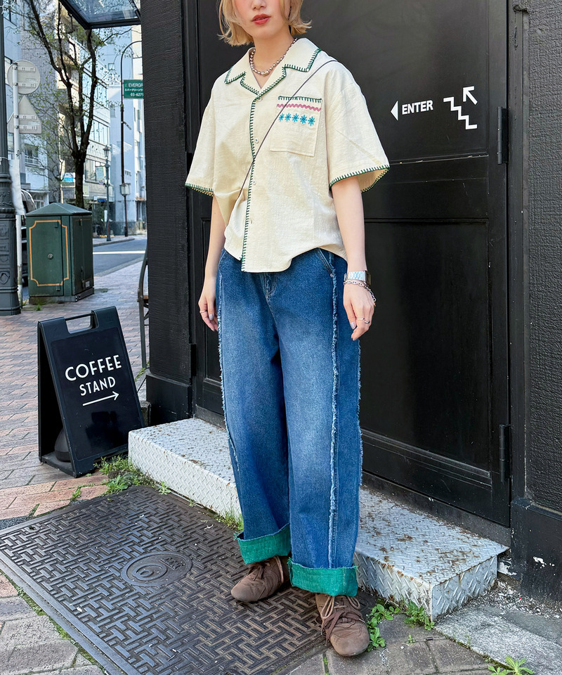 CRAFT刺しゅう開襟シャツ 詳細画像 オフホワイト 17