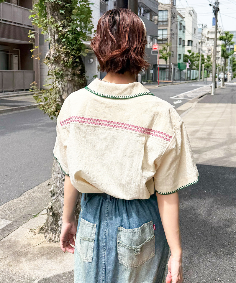 CRAFT刺しゅう開襟シャツ 詳細画像 オフホワイト 8