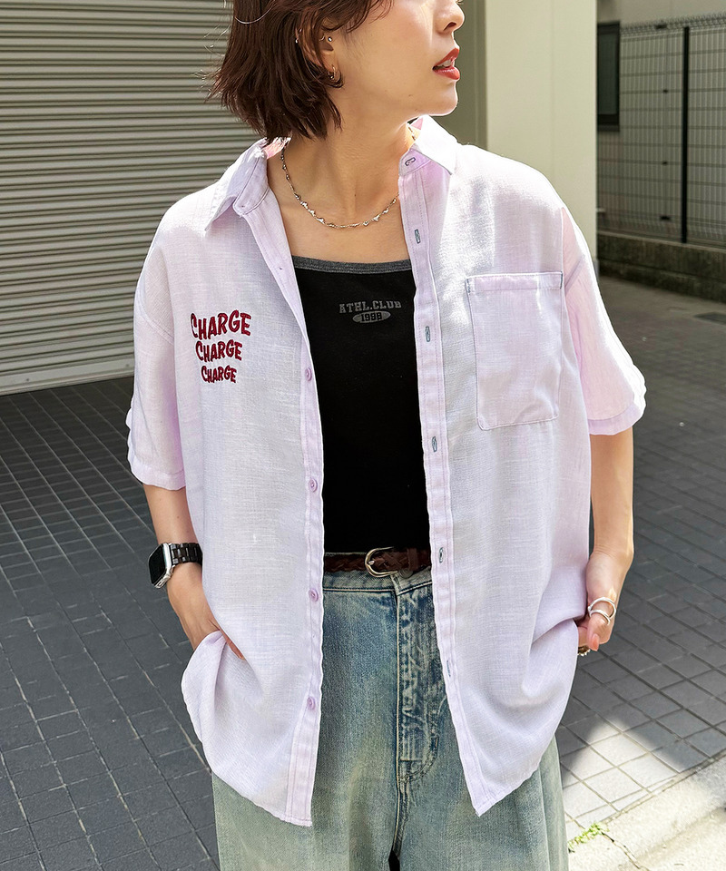 Penguin Baseball BACK刺繍半袖シャツ 詳細画像 パープル 2