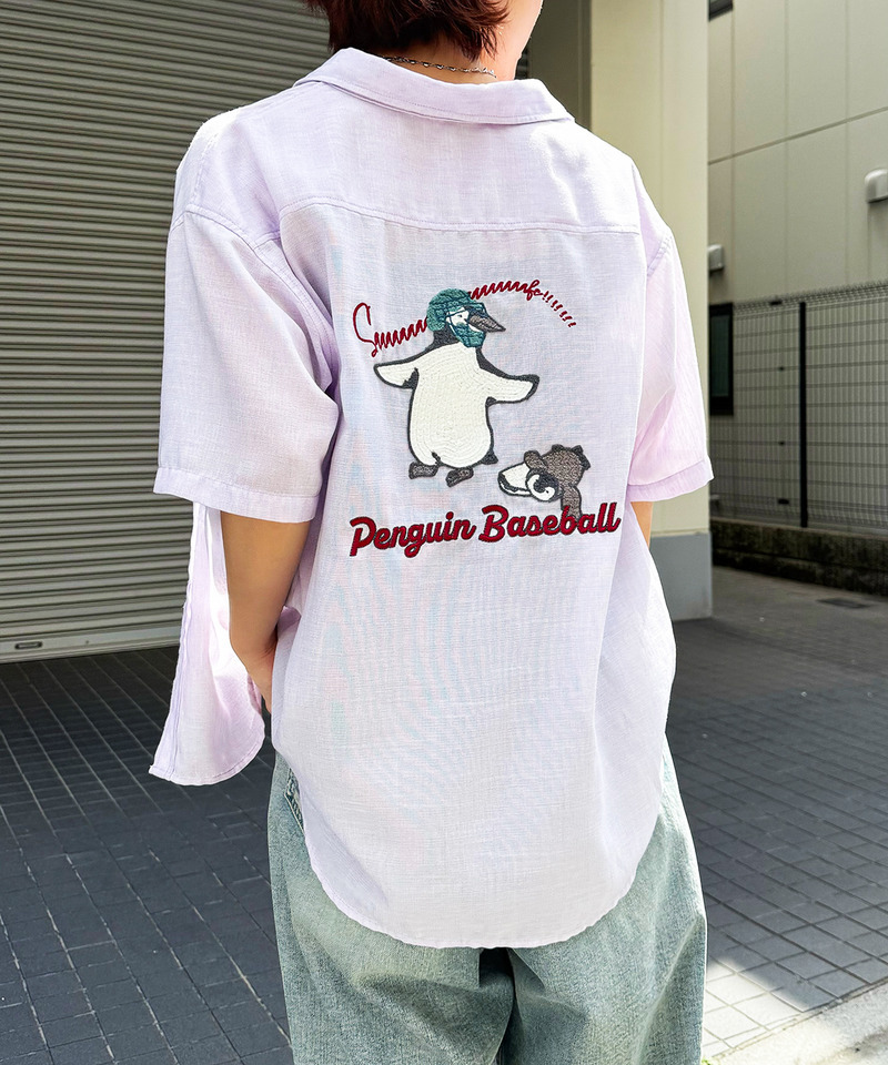 Penguin Baseball BACK刺繍半袖シャツ 詳細画像 パープル 3