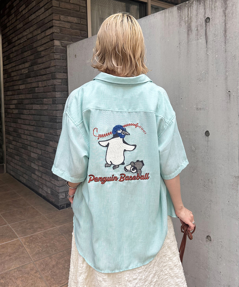 Penguin Baseball BACK刺繍半袖シャツ 詳細画像 ブルー 11