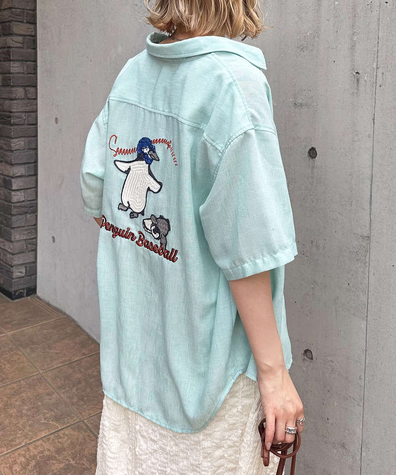 Penguin Baseball BACK刺繍半袖シャツ 詳細画像 ブルー 12
