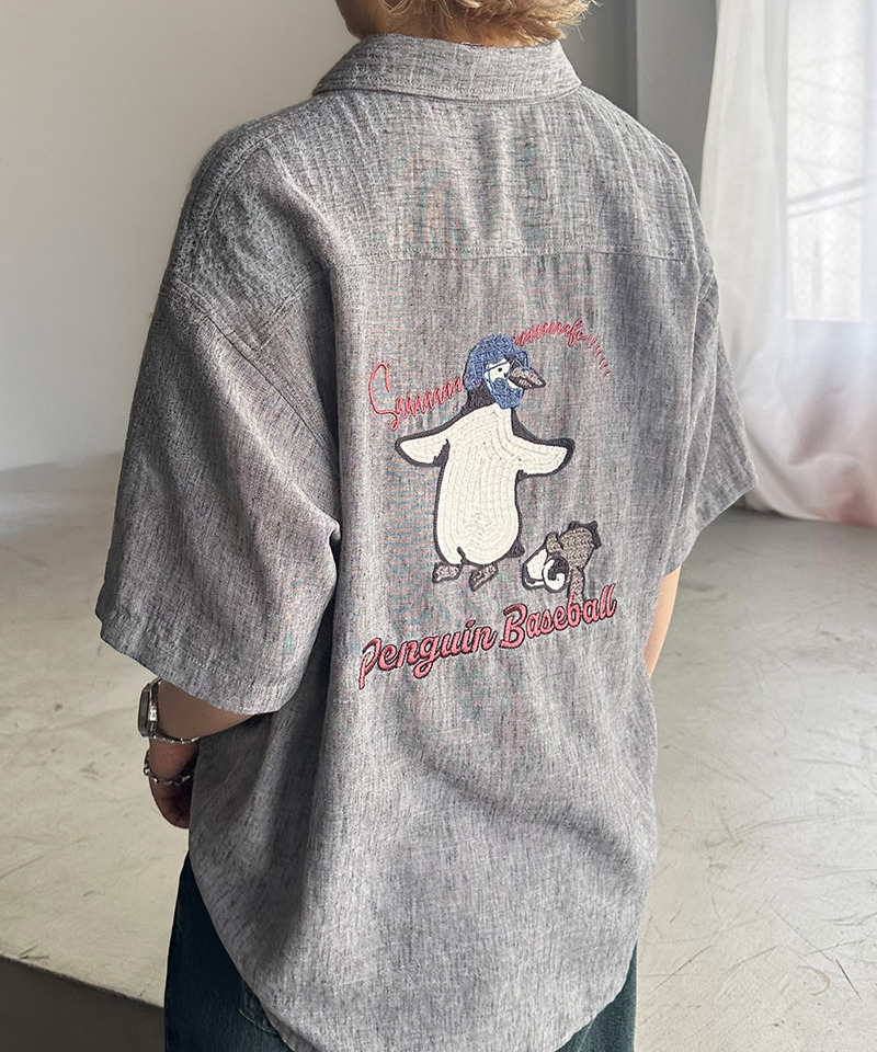Penguin Baseball BACK刺繍半袖シャツ 詳細画像 グレー 2