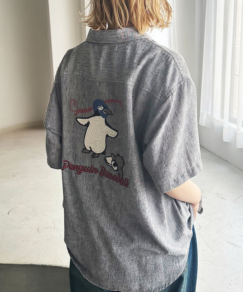 Penguin Baseball BACK刺繍半袖シャツ 詳細画像 グレー 4