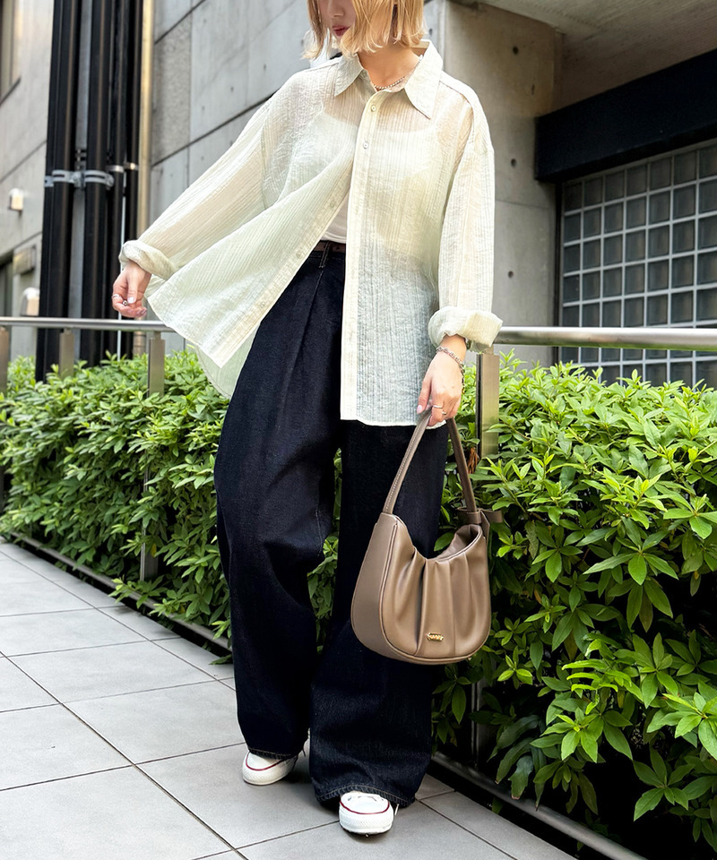 長袖シアーパイピングシャツ 詳細画像 グリーン 7
