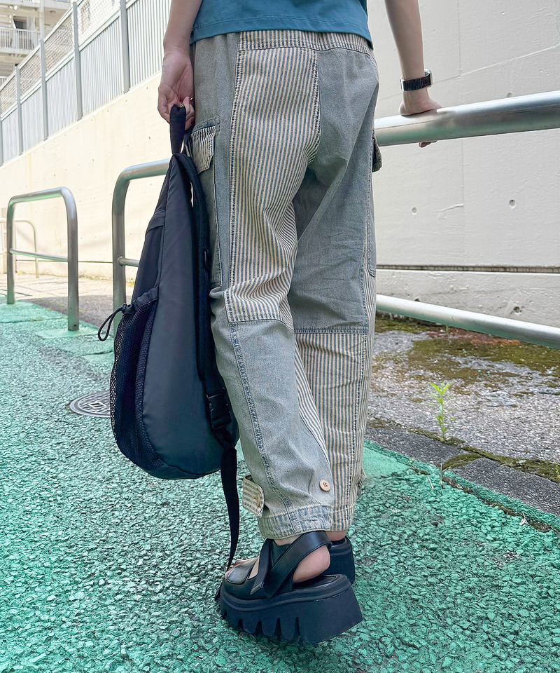 パネルヒッコリーオーバーダイデニムパンツ 詳細画像 ブリーチ 3