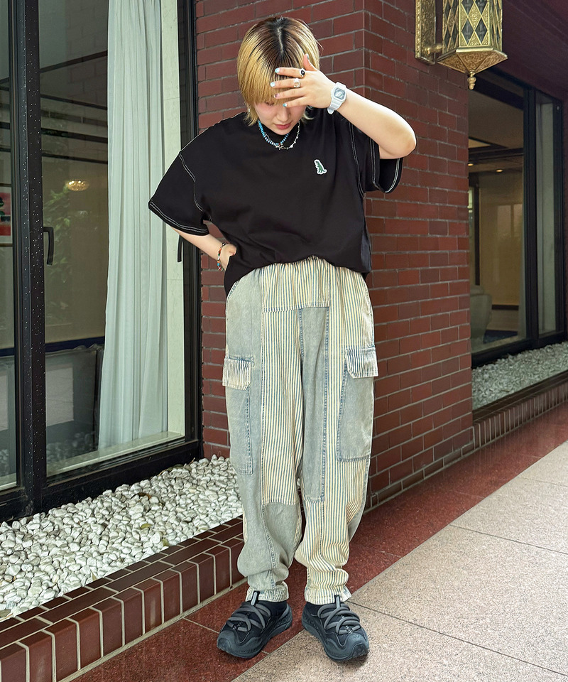 パネルヒッコリーオーバーダイデニムパンツ 詳細画像 ブリーチ 5