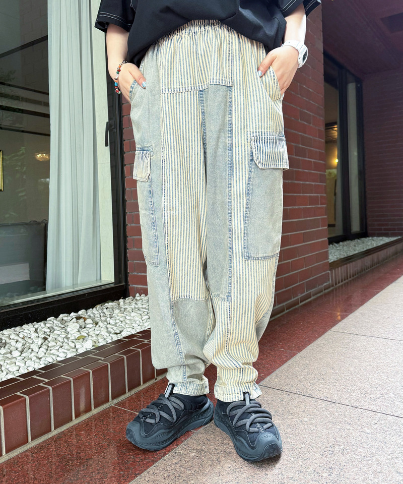 パネルヒッコリーオーバーダイデニムパンツ 詳細画像 ブリーチ 8