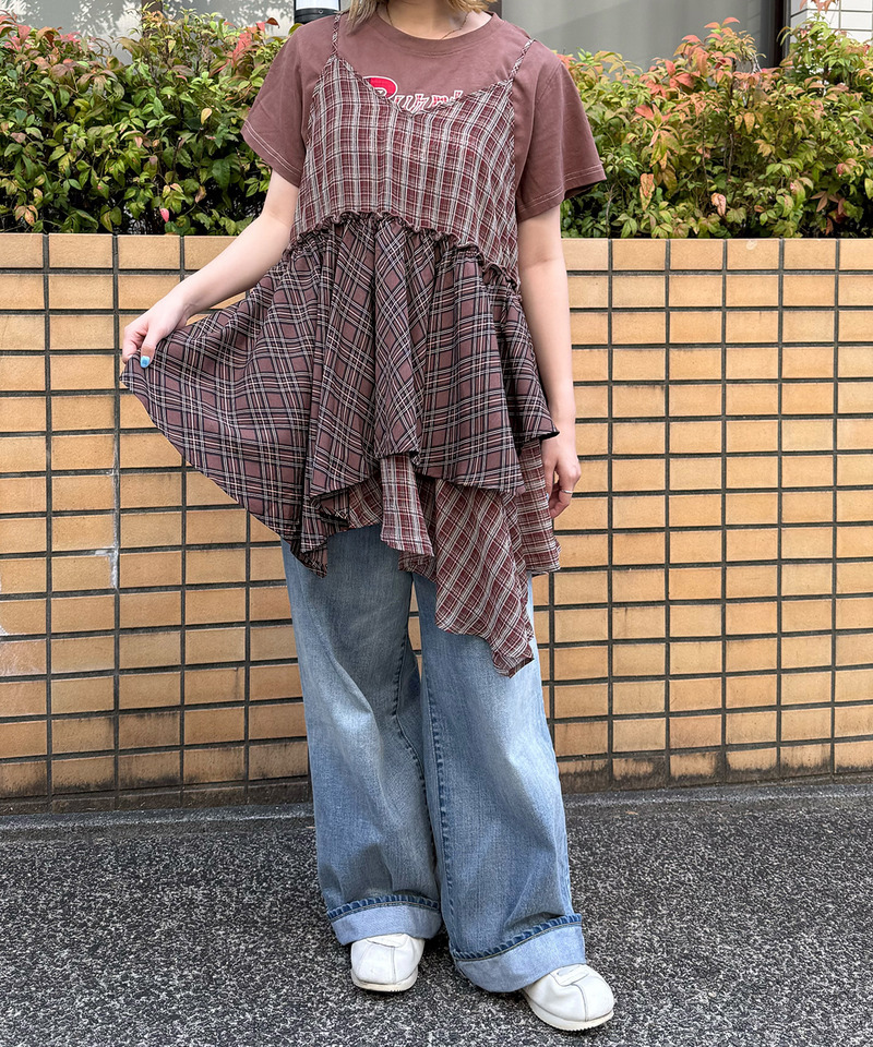 シアーチェックキャミワンピース 詳細画像 レッド 10
