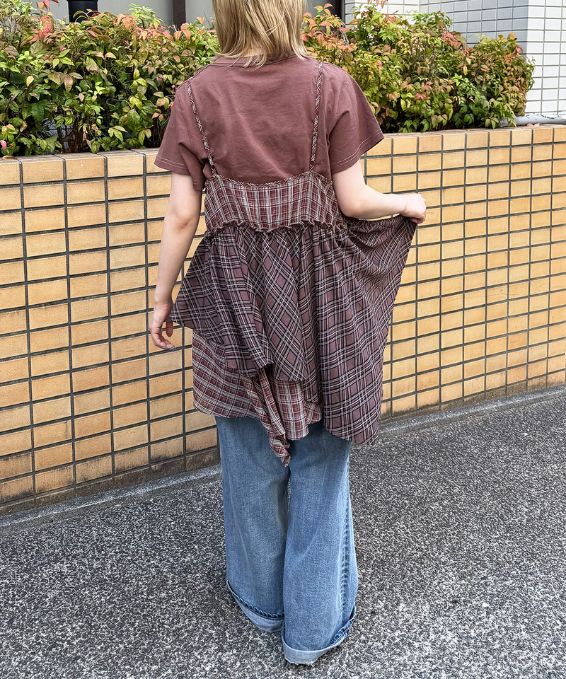 シアーチェックキャミワンピース 詳細画像 レッド 14