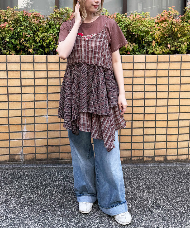 シアーチェックキャミワンピース 詳細画像 レッド 16