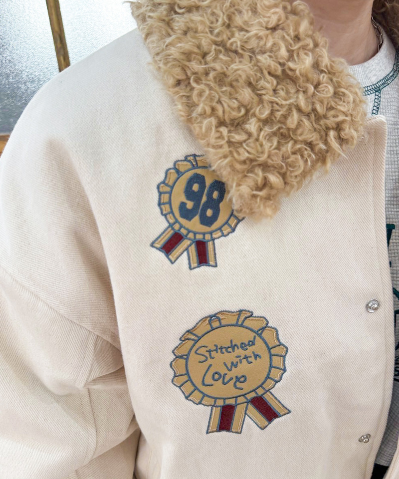 Rosette badge  2WAYボア衿スタジャン 詳細画像 ベージュ 13