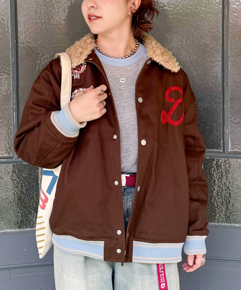 Rosette badge  2WAYボア衿スタジャン 詳細画像 ブラウン 10