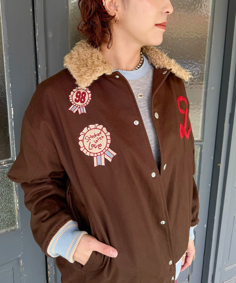 Rosette badge  2WAYボア衿スタジャン 詳細画像 ブラウン 13