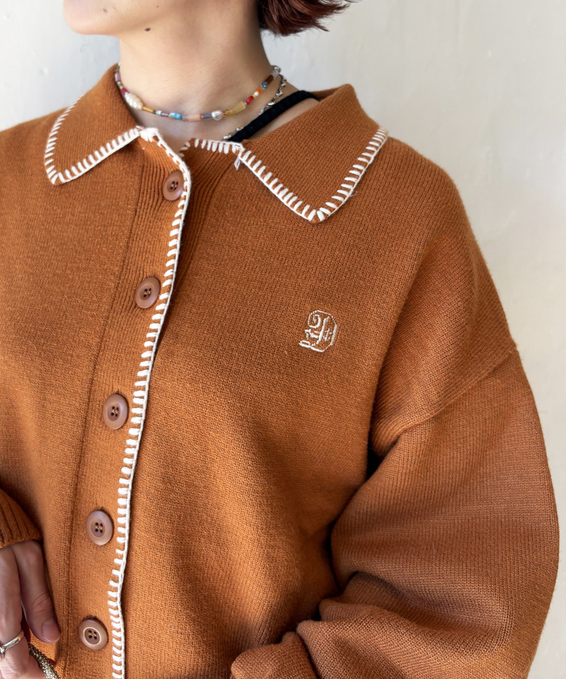 VINTAGE CRAFT EMBROIDERY 衿付きカーディガン 詳細画像 オレンジ 6