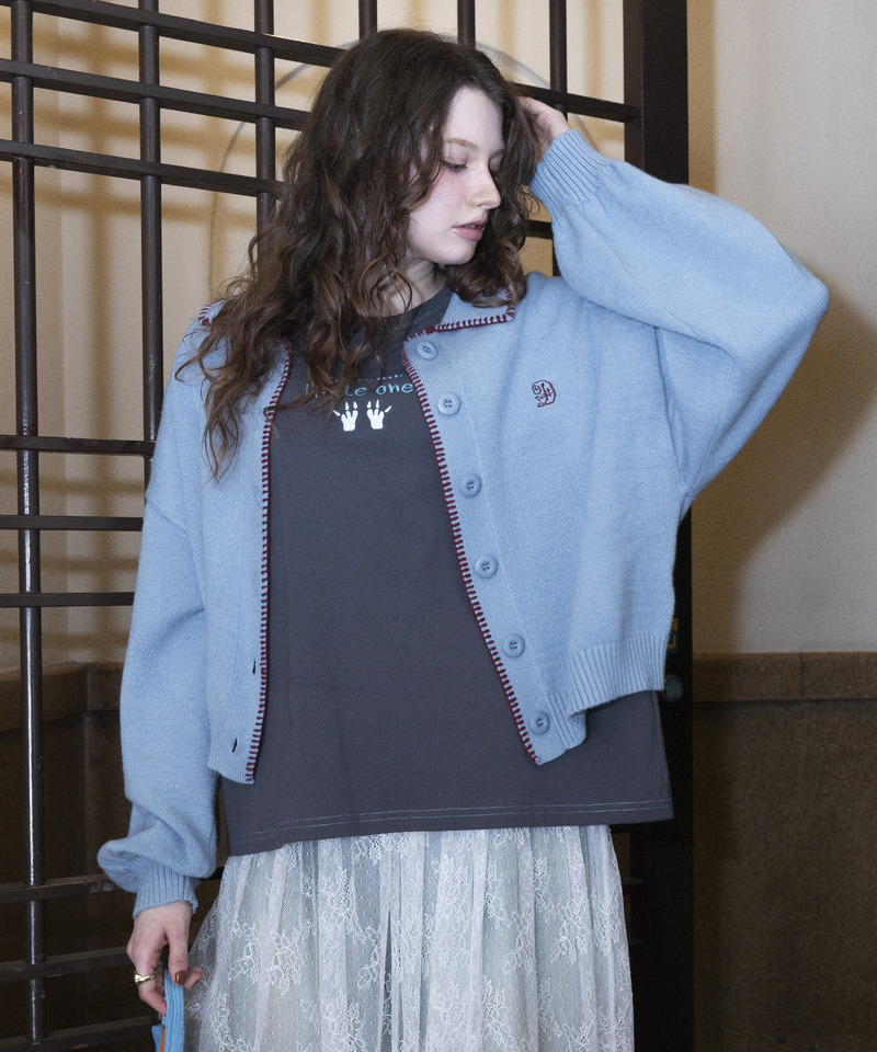 VINTAGE CRAFT EMBROIDERY 衿付きカーディガン 詳細画像 ブルー 3