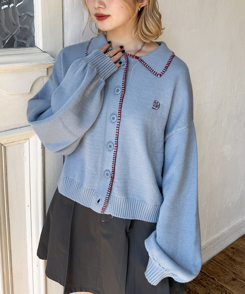 VINTAGE CRAFT EMBROIDERY 衿付きカーディガン 詳細画像 ブルー 5