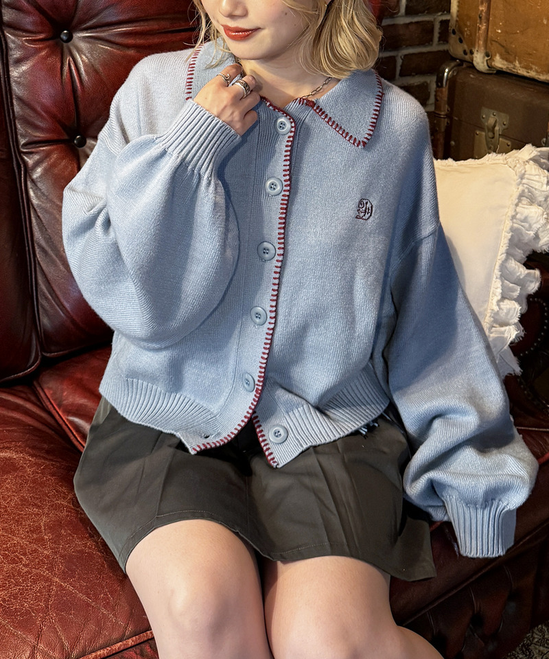 VINTAGE CRAFT EMBROIDERY 衿付きカーディガン 詳細画像 ブルー 8